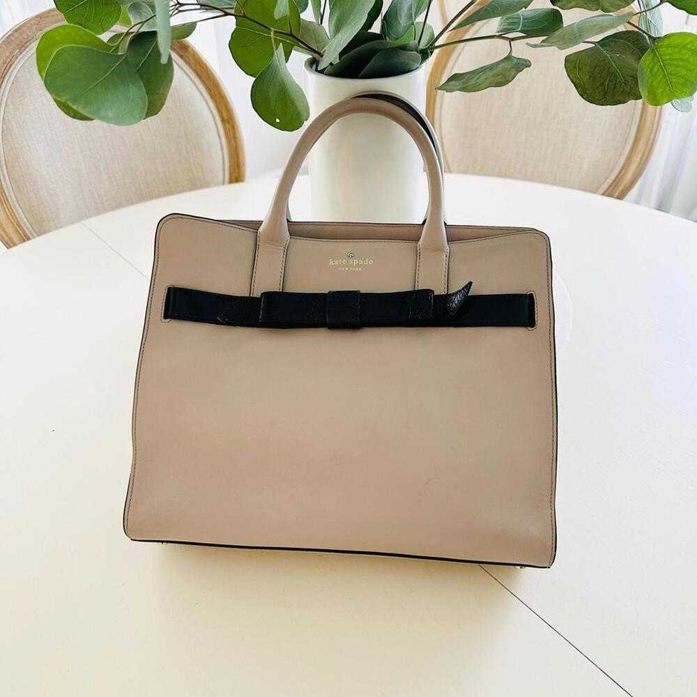 Kate Spade Taupe Black Bow Tote